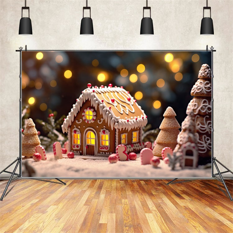 Weihnachten Thema Backdrop Lebkuchenhaus Lichter Hintergrund BRP11-154