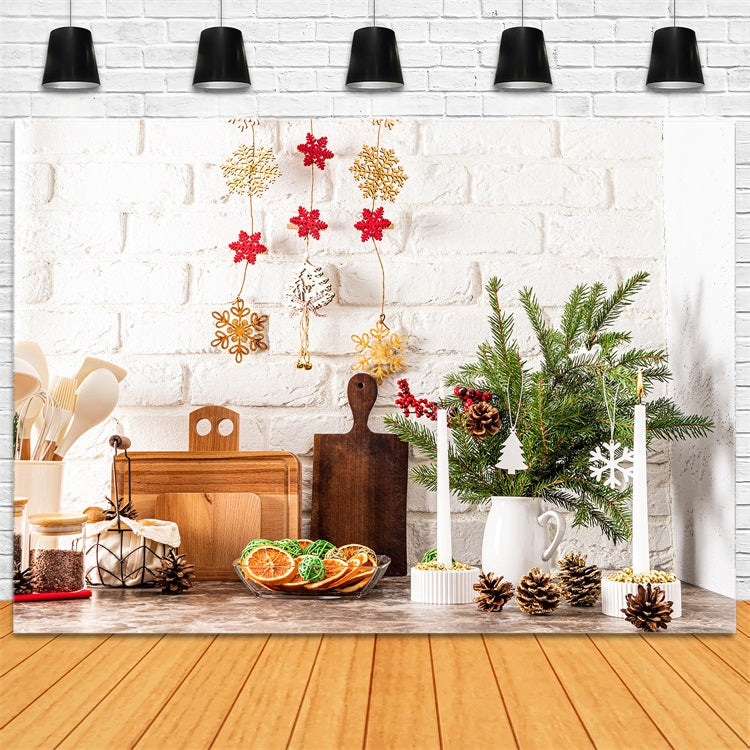 Weihnachten Fotografie Backdrops Küche Dekor Tannenzapfen Backdrop BRP11-188