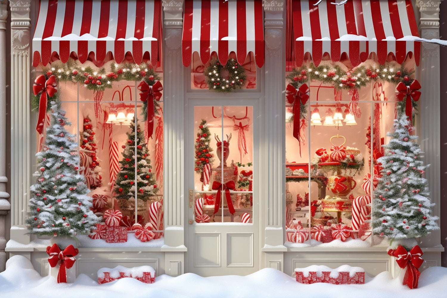 Weihnachtsbaum Fotohintergrund Süßigkeitengeschäft Fensterhintergrund BRP11-202