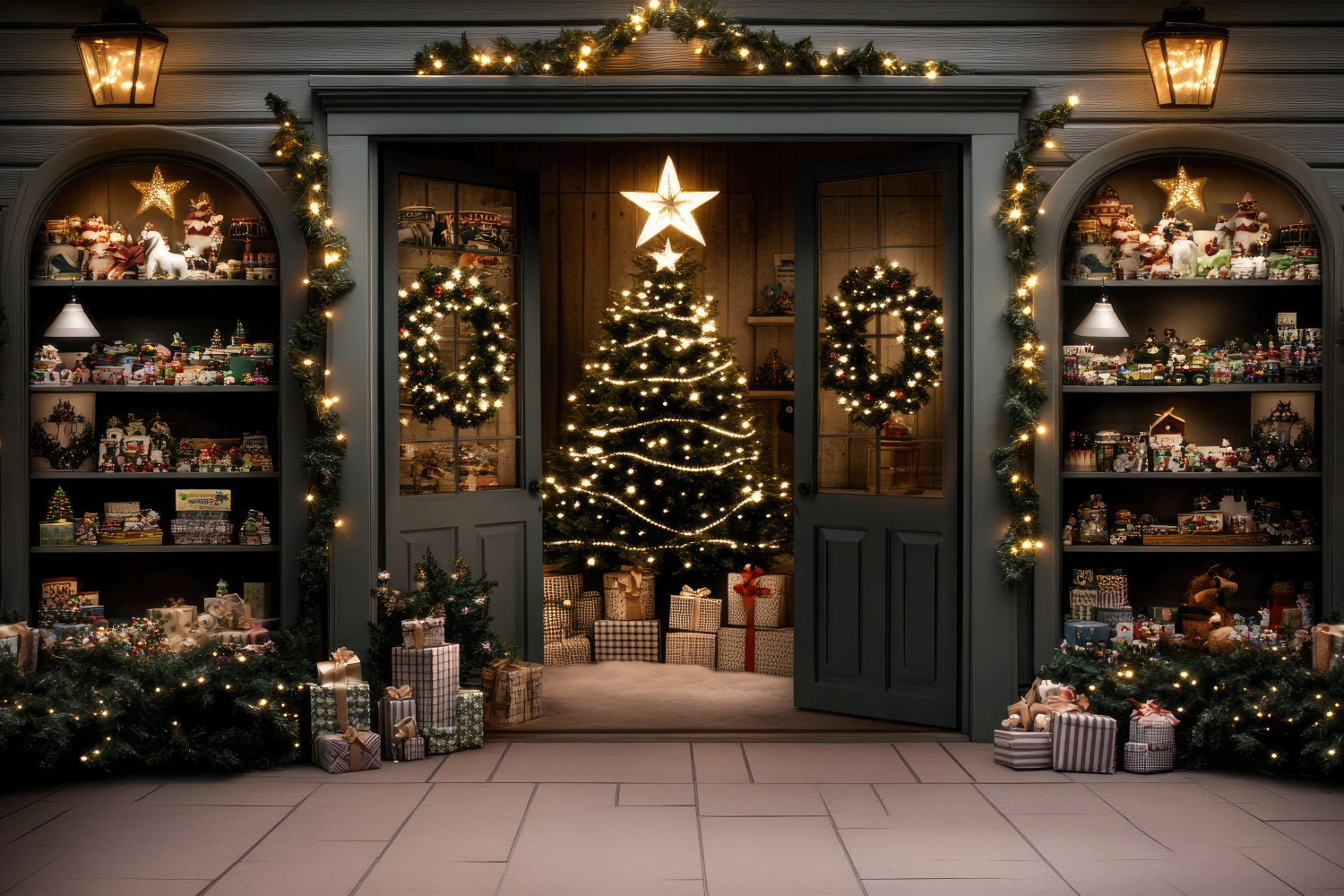 Weihnachtsbäume Backdrop Elegante Türgirlande Backdrop BRP11-205
