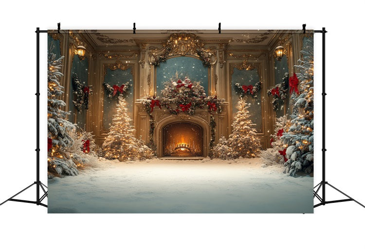 Weihnachten Kamin Backdrop Bäume verschneiten Ballsaal Backdrop BRP11-217