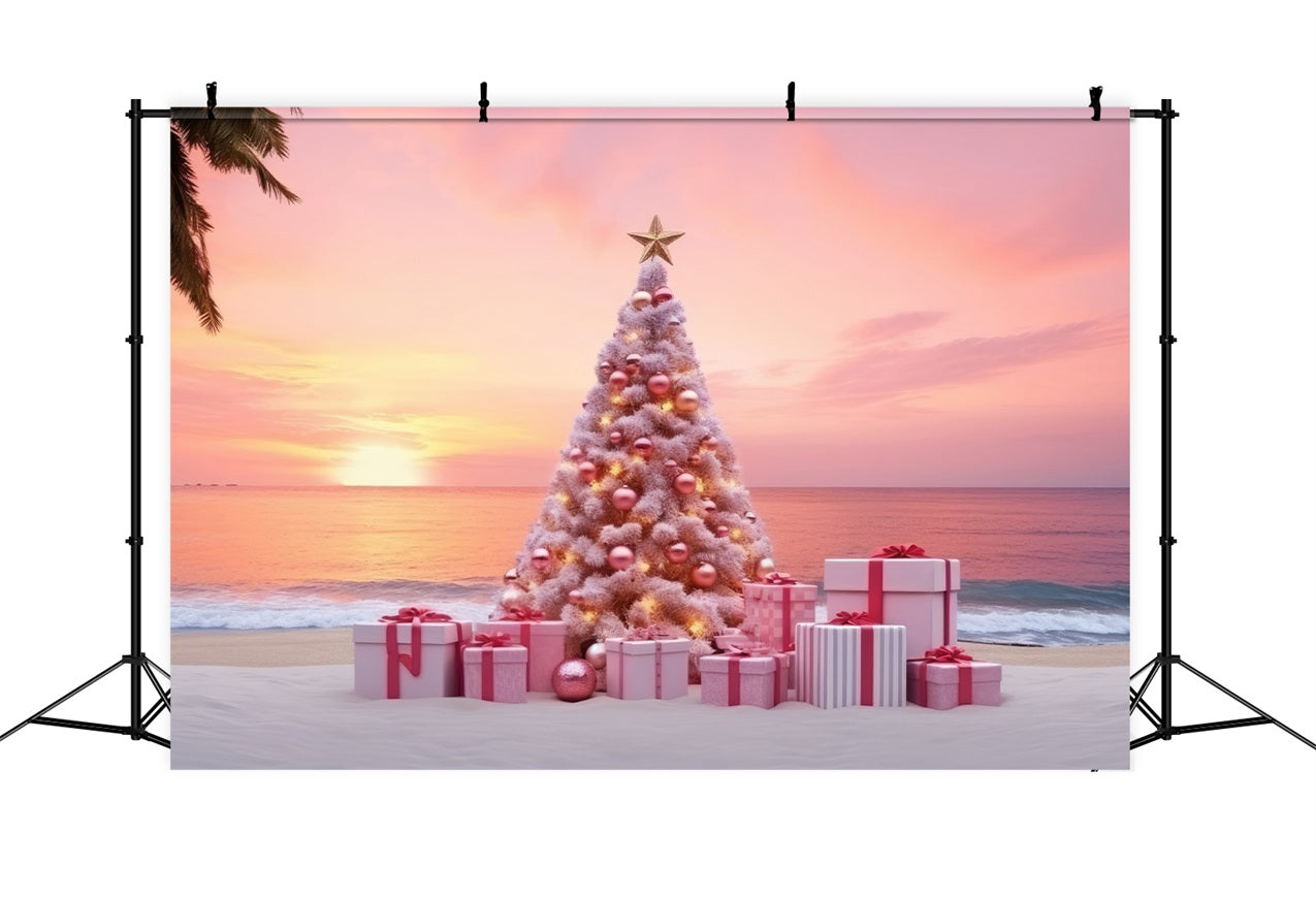 Weihnachtsszene Backdrop Pastell Baum Strand Geschenke Backdrop BRP11-227