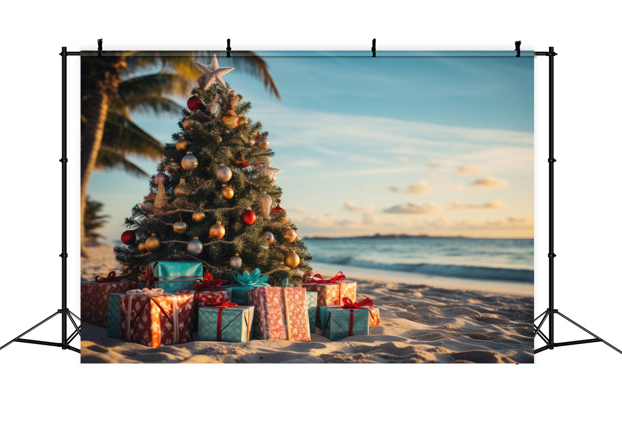 Weihnachten Foto Booth Hintergrund Baum Strand Dekor Hintergrund BRP11-228