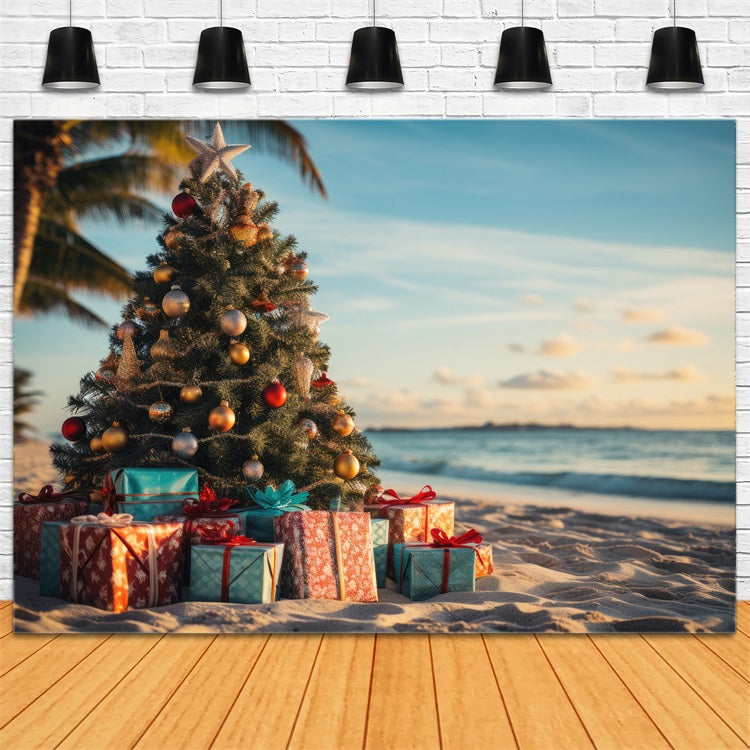 Weihnachten Foto Booth Hintergrund Baum Strand Dekor Hintergrund BRP11-228