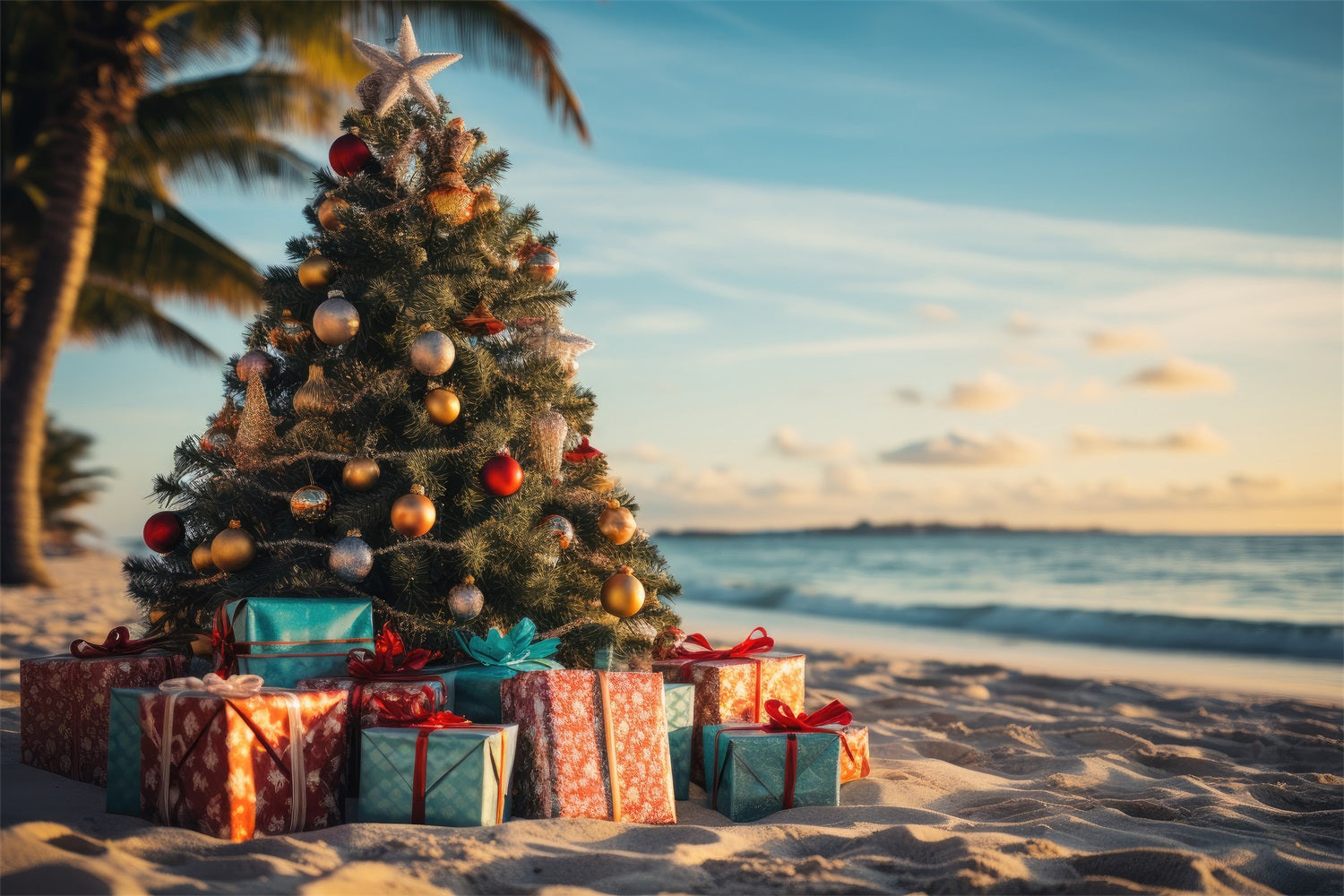 Weihnachten Foto Booth Hintergrund Baum Strand Dekor Hintergrund BRP11-228