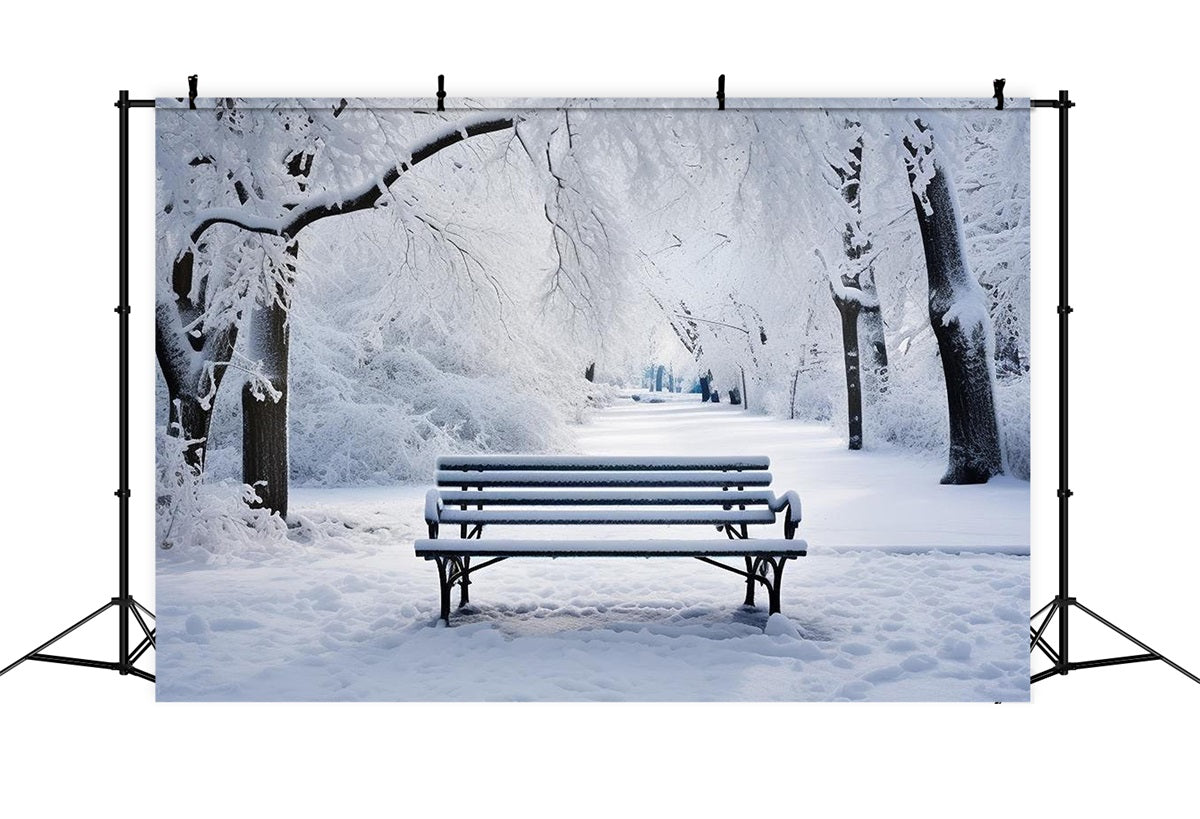 Winter Fotografie Glückselige Parklandschaft Bank Hintergrund BRP11-23