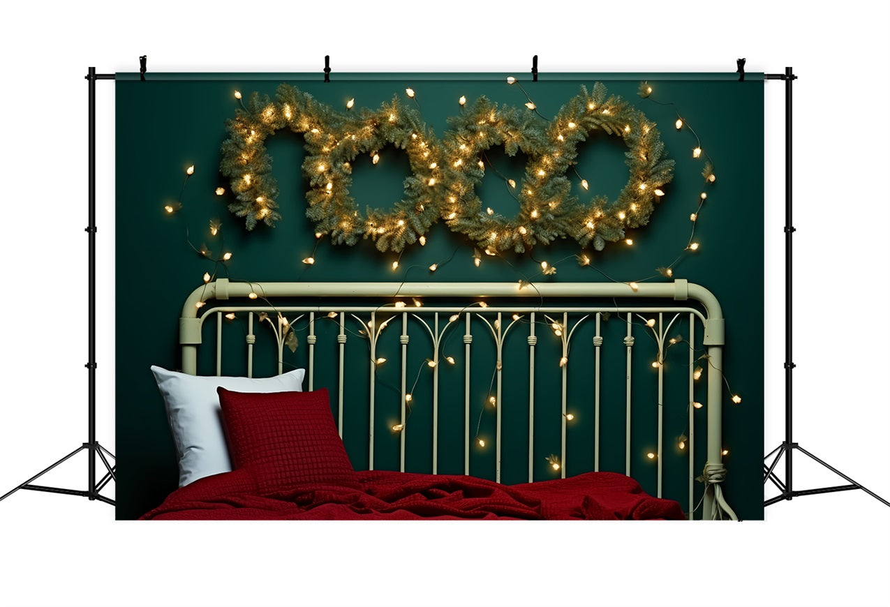 Weihnachten Bett Backdrop Glühende Licht Kranz Szene Hintergrund BRP11-252