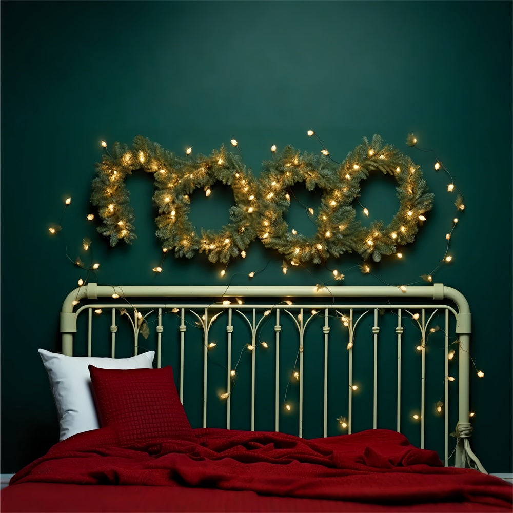 Weihnachten Bett Backdrop Glühende Licht Kranz Szene Hintergrund BRP11-252