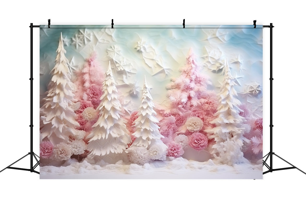 Winter Fotohintergrund Pastellrosa Frosted Forest Hintergrund BRP11-255