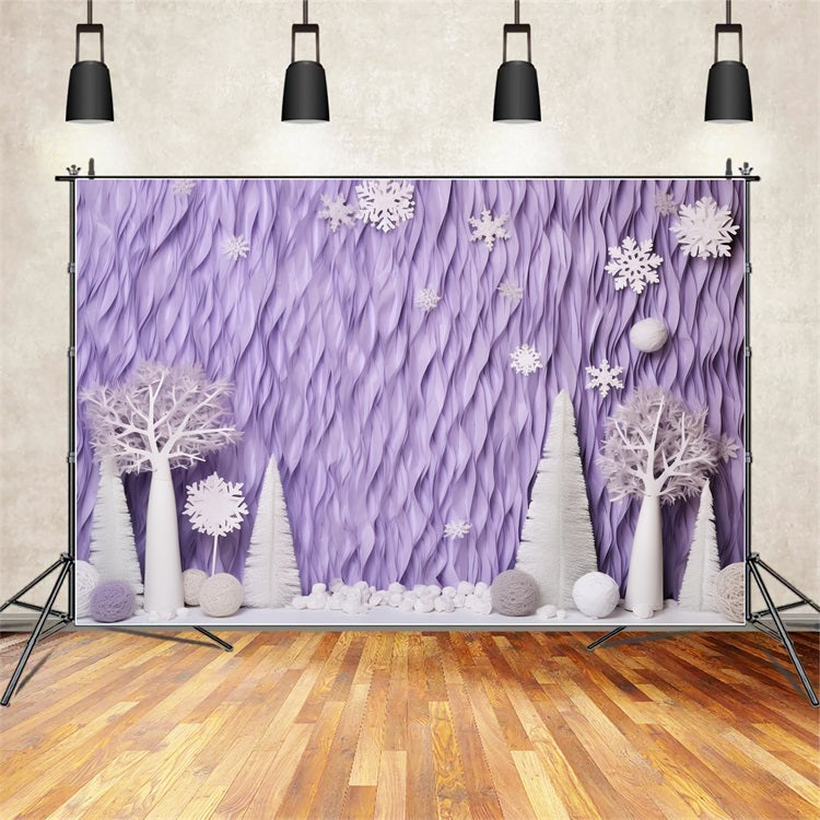 Winter Hintergrund Lavendel Frosted Trees Snowflakes Hintergrund BRP11-256