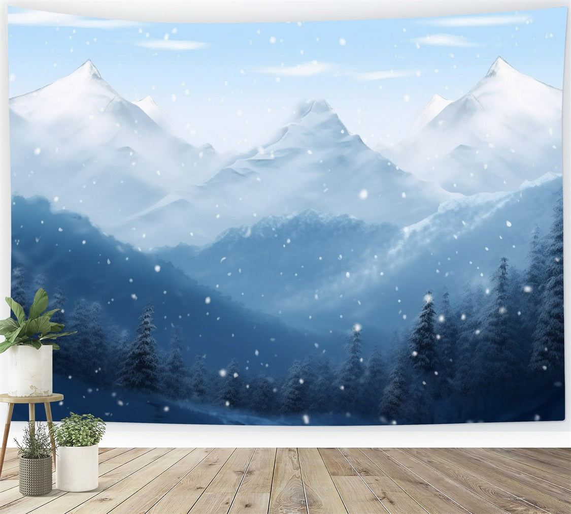 Winter Wonderland Hintergrund Schneebedeckte Berge Hintergrund BRP11-259