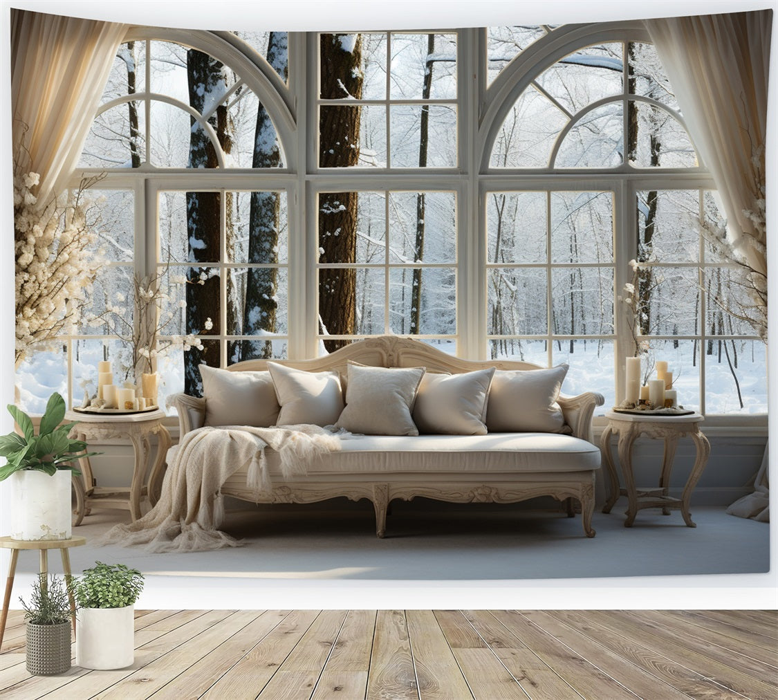 Winter Hintergrund Fensterszene Wald Hintergrund BRP11-268