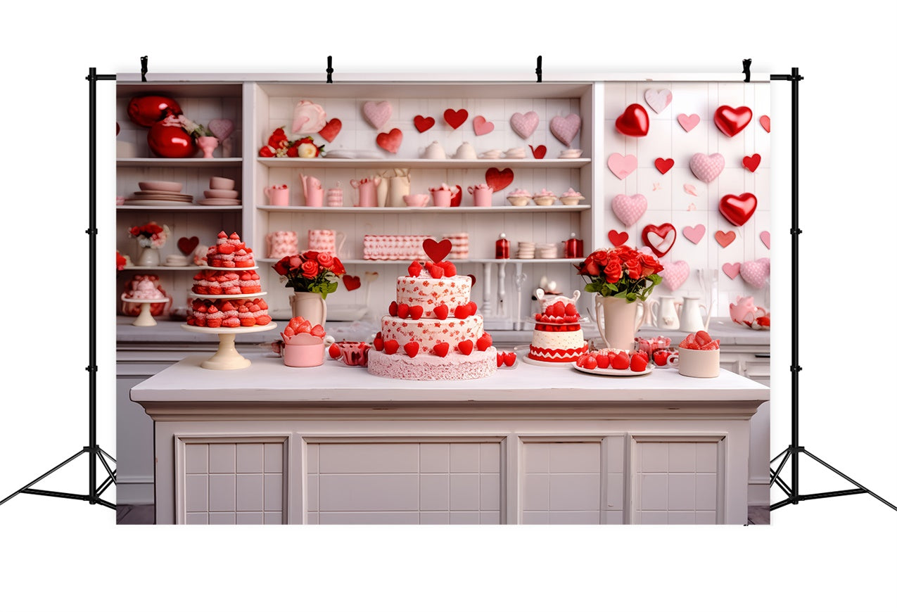 Valentine Backdrop Rose Cake-Laden Küche Szene Backdrop BRP11-277