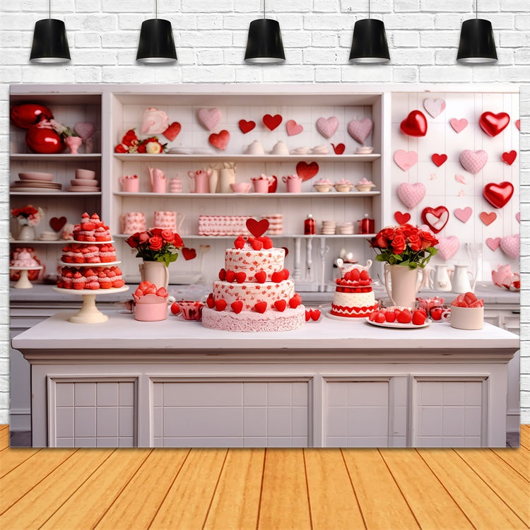 Valentine Backdrop Rose Cake-Laden Küche Szene Backdrop BRP11-277