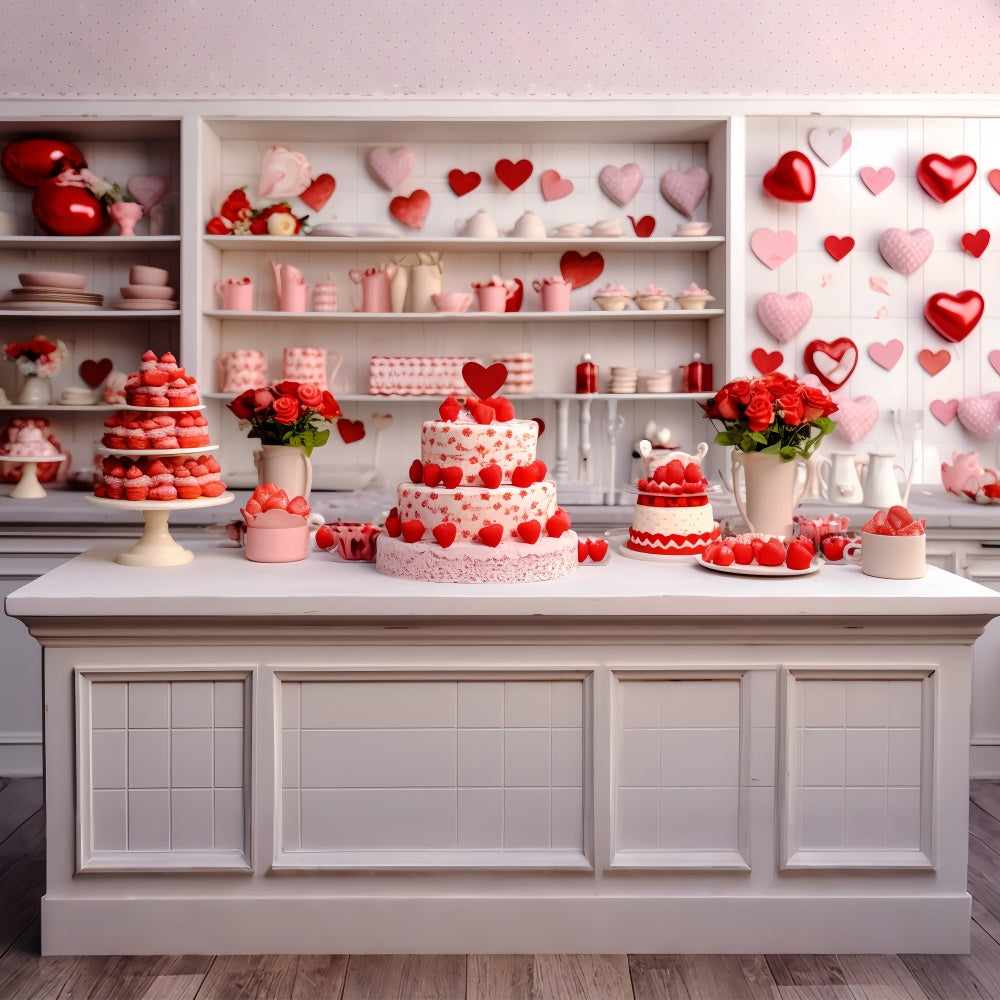 Valentine Backdrop Rose Cake-Laden Küche Szene Backdrop BRP11-277