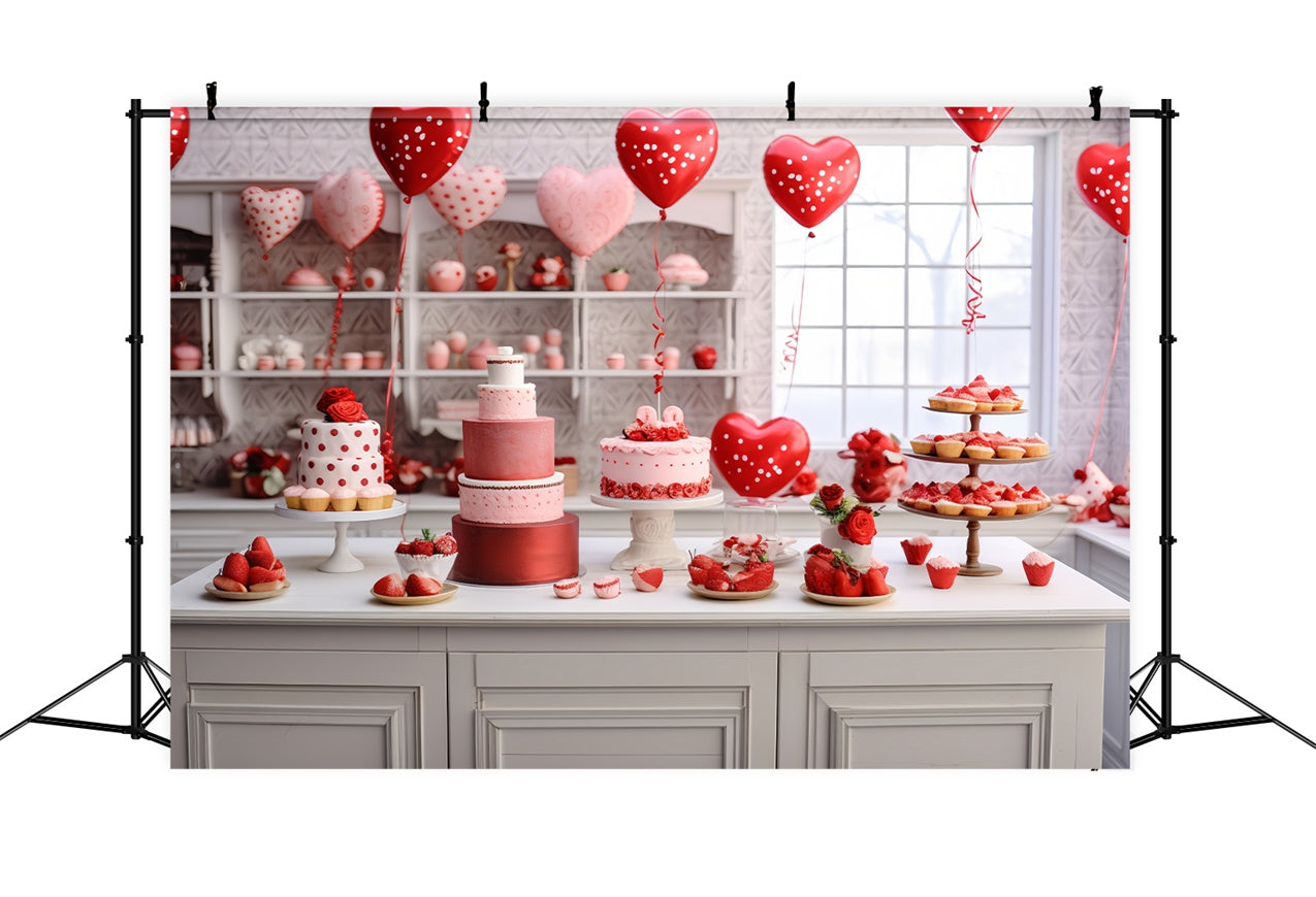 Valentine Backdrop Ideen Romantische Kuchen Ballons Display Backdrop BRP11-278