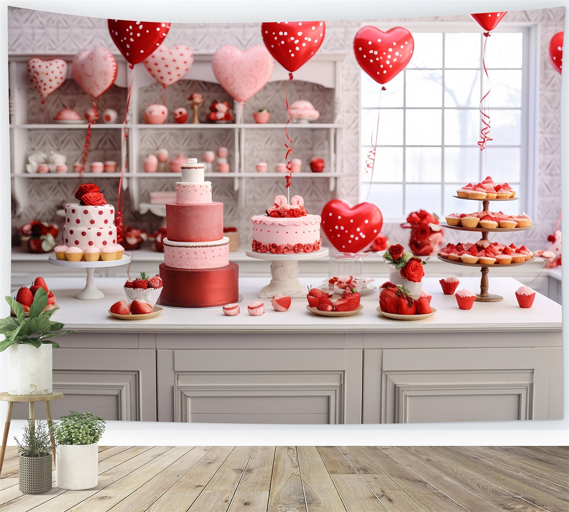 Valentine Backdrop Ideen Romantische Kuchen Ballons Display Backdrop BRP11-278