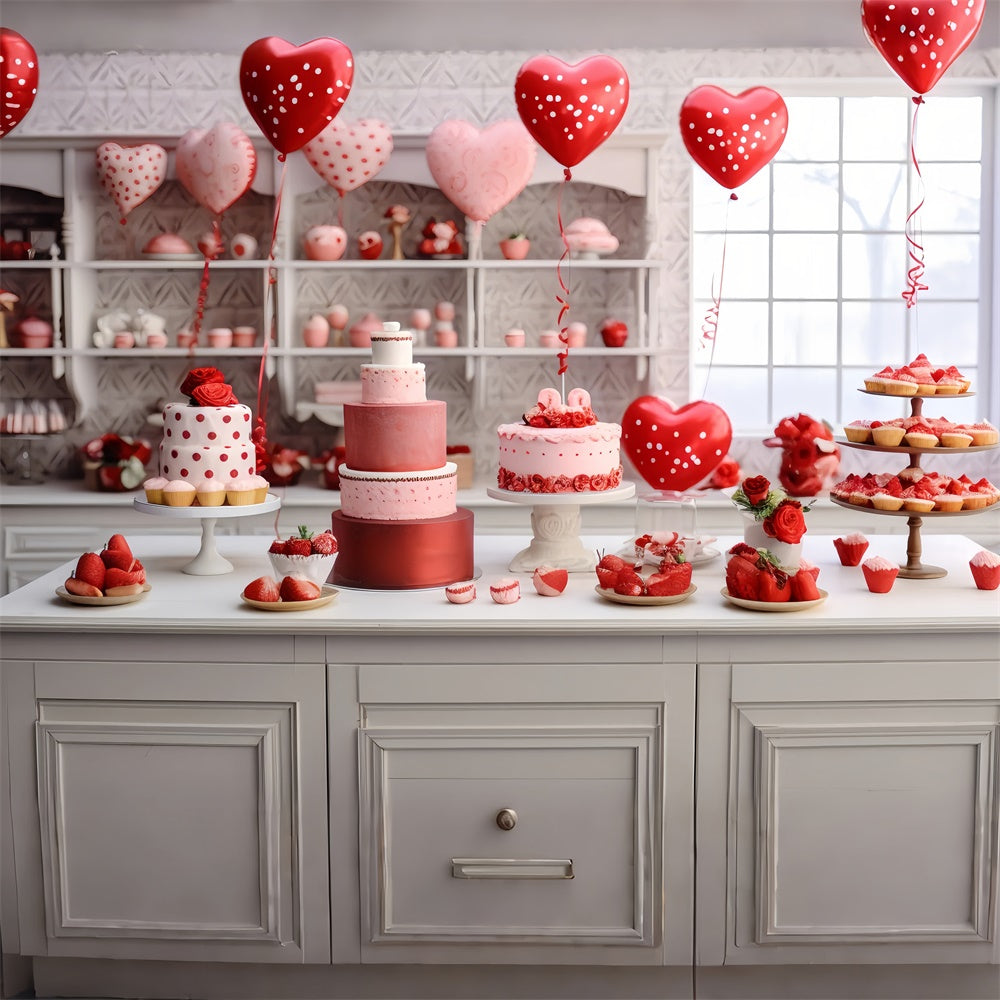 Valentine Backdrop Ideen Romantische Kuchen Ballons Display Backdrop BRP11-278