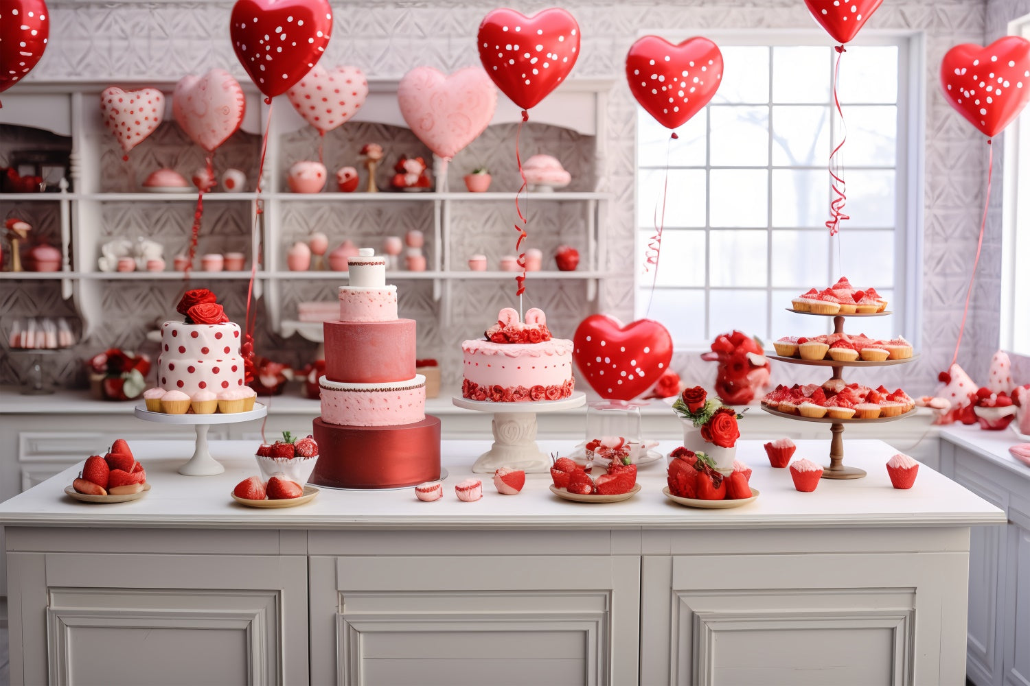 Valentine Backdrop Ideen Romantische Kuchen Ballons Display Backdrop BRP11-278