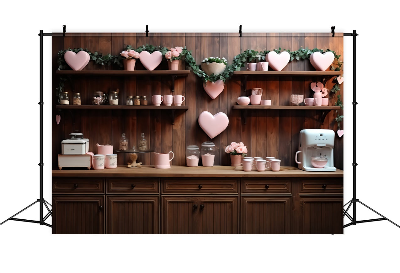 Backdrops Valentinstag Liebe-Themen Holz Küche Wand Herzen Backdrop BRP11-285