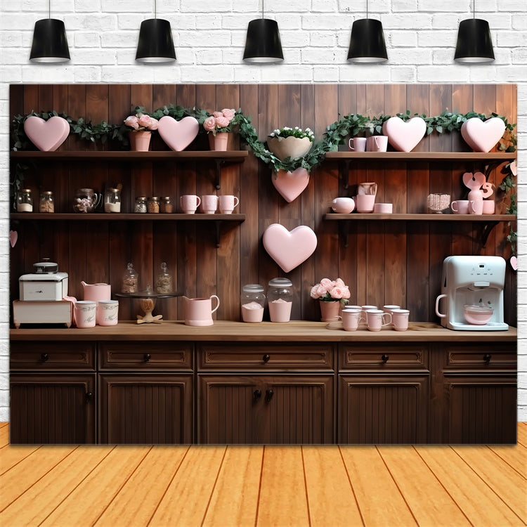 Backdrops Valentinstag Liebe-Themen Holz Küche Wand Herzen Backdrop BRP11-285