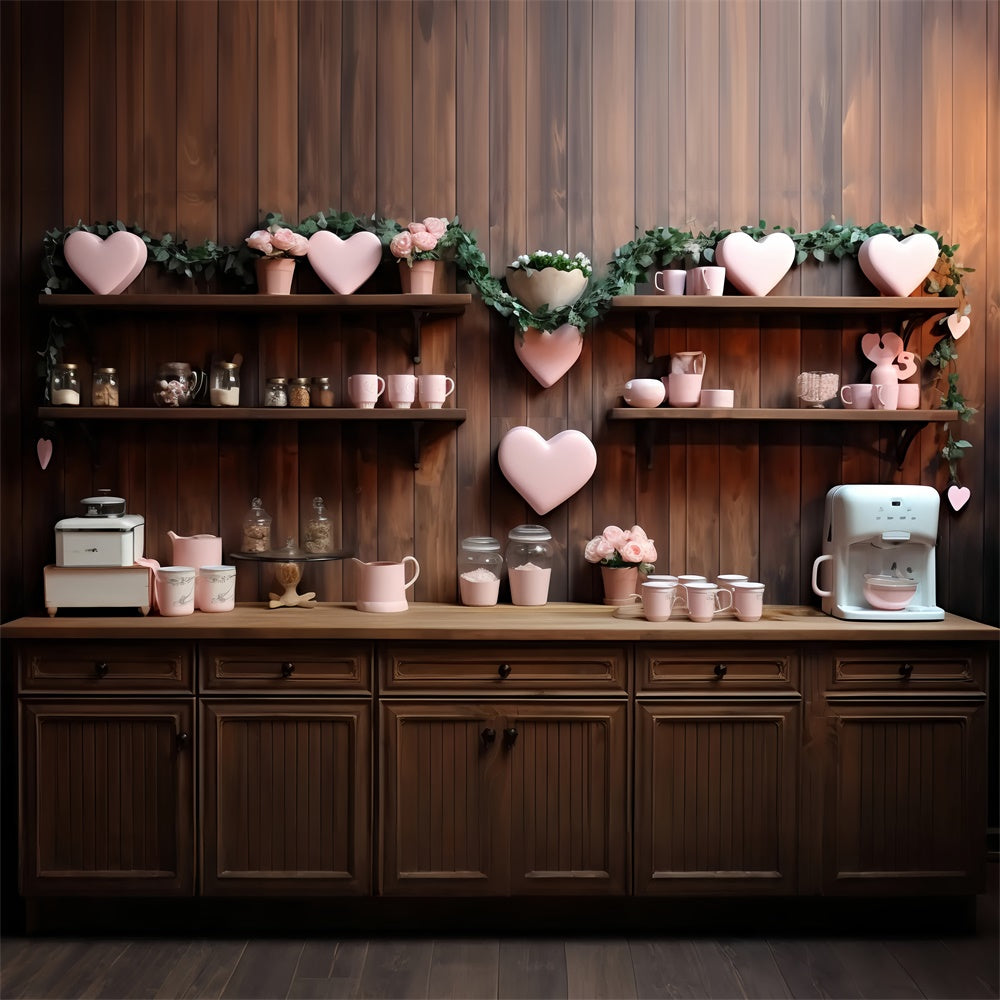 Backdrops Valentinstag Liebe-Themen Holz Küche Wand Herzen Backdrop BRP11-285