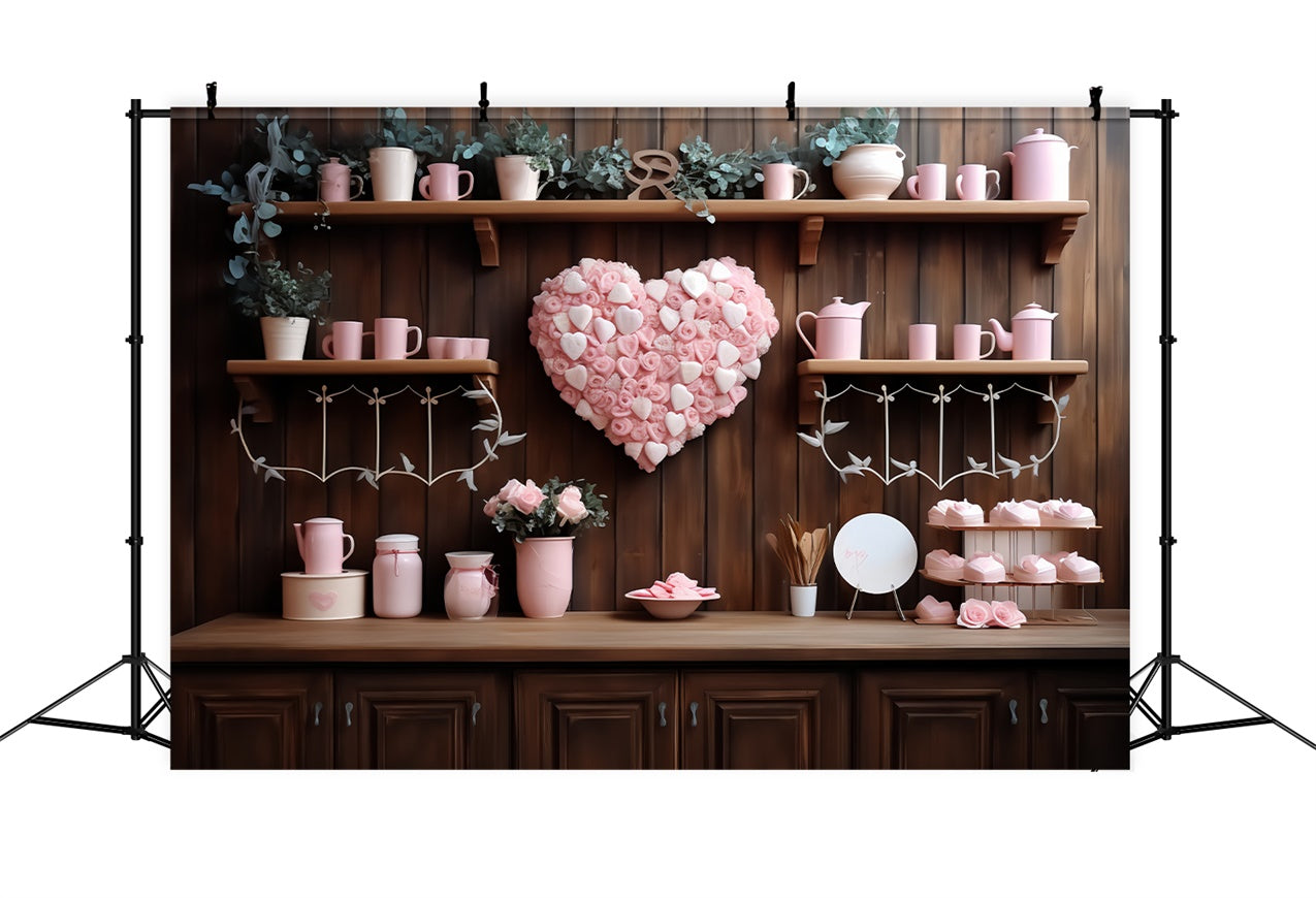 Valentinstag Fotokulisse Ideen Floral Herz Regal Hintergrund BRP11-286