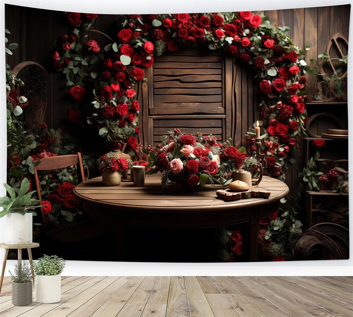 Backdrop für Valentine Tischdekoration rote Rosen Hintergrund BRP11-294