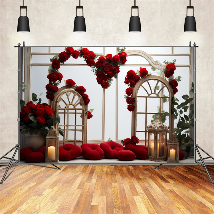 Valentines Backdrop Decor Holzrahmen Rote Rosen Backdrop BRP11-295