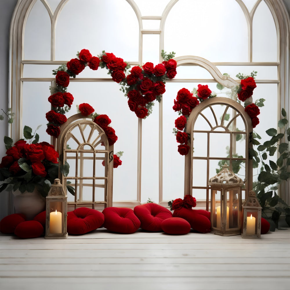 Valentines Backdrop Decor Holzrahmen Rote Rosen Backdrop BRP11-295