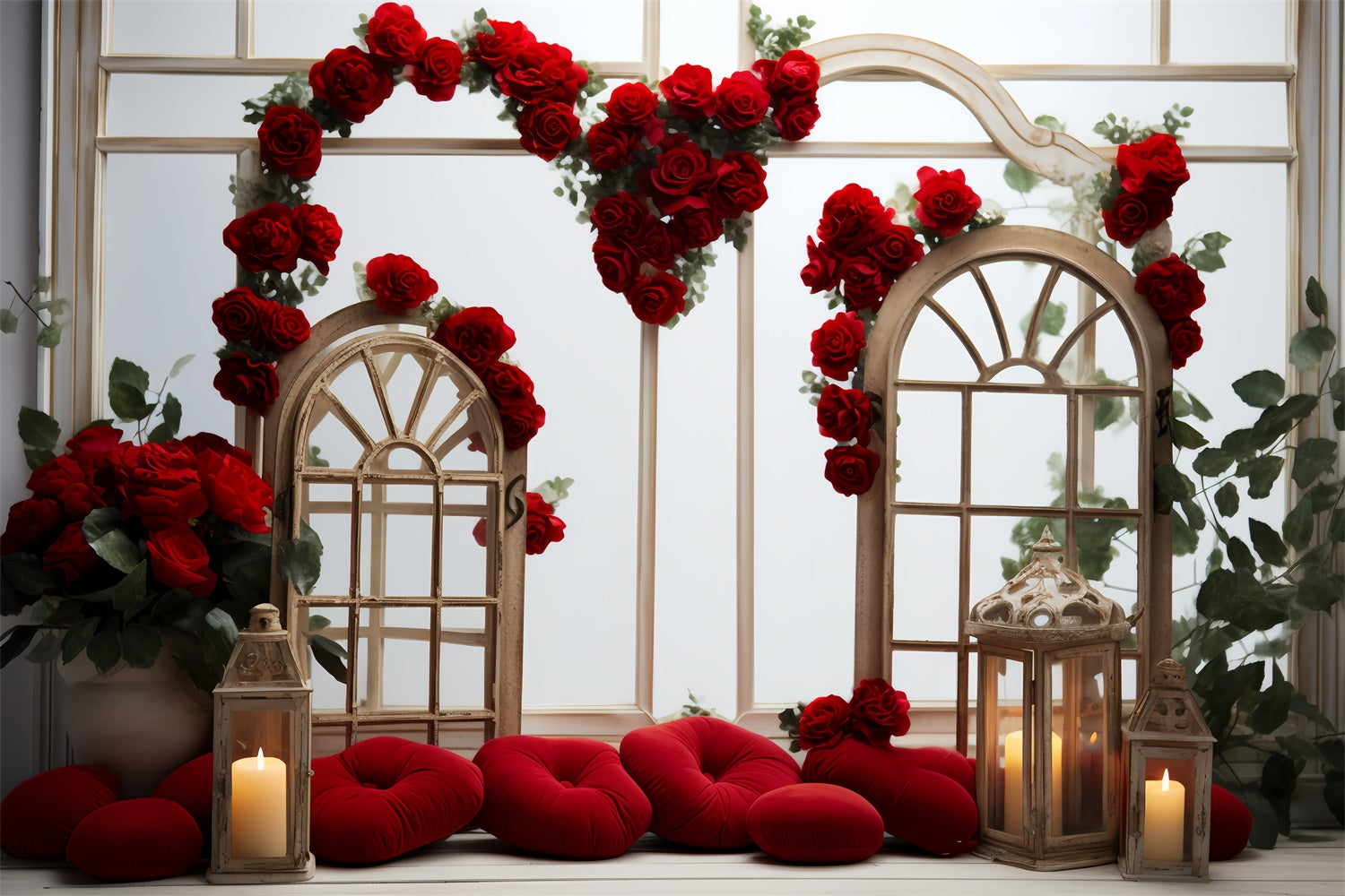 Valentines Backdrop Decor Holzrahmen Rote Rosen Backdrop BRP11-295