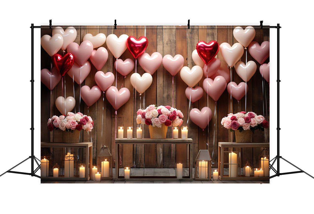 Backdrop Valentinstag Holzmauer Rosen Kerzen Backdrop BRP11-300