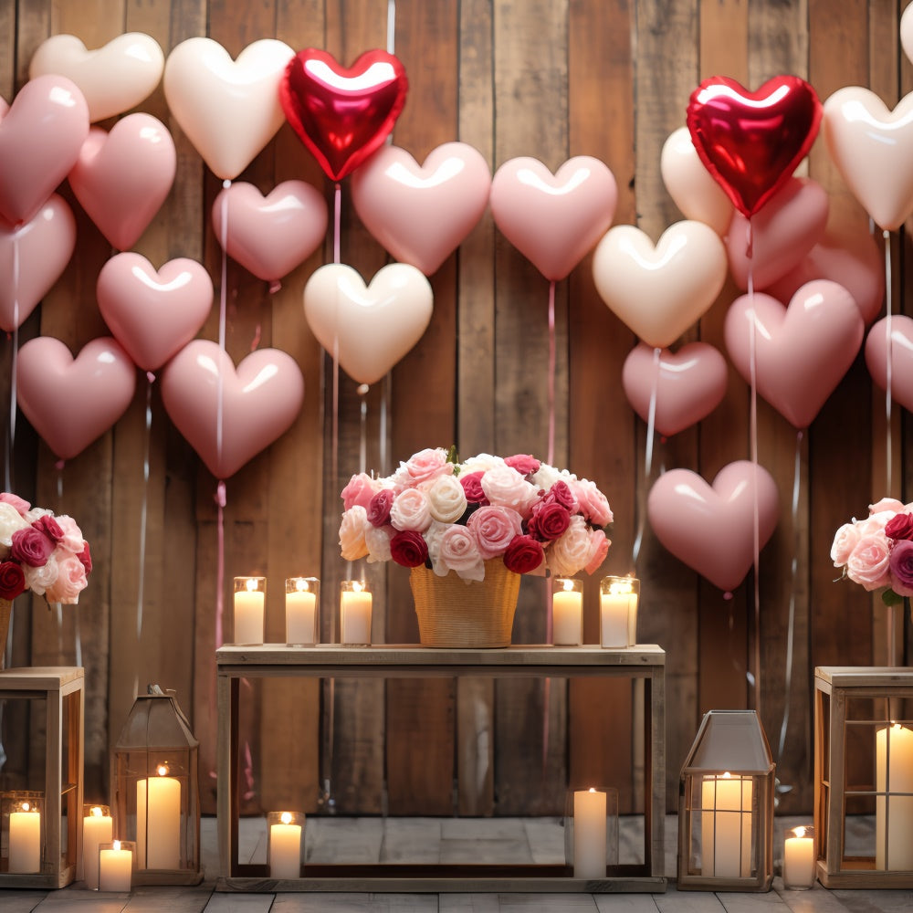 Backdrop Valentinstag Holzmauer Rosen Kerzen Backdrop BRP11-300