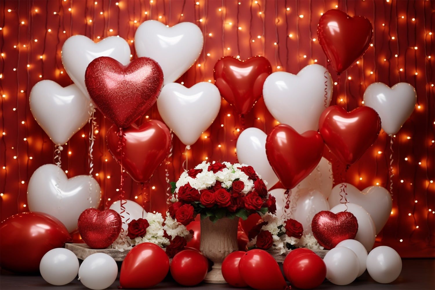 Valentinstag Backdrop Ideen Herz Luftballons Rose Backdrop BRP11-302