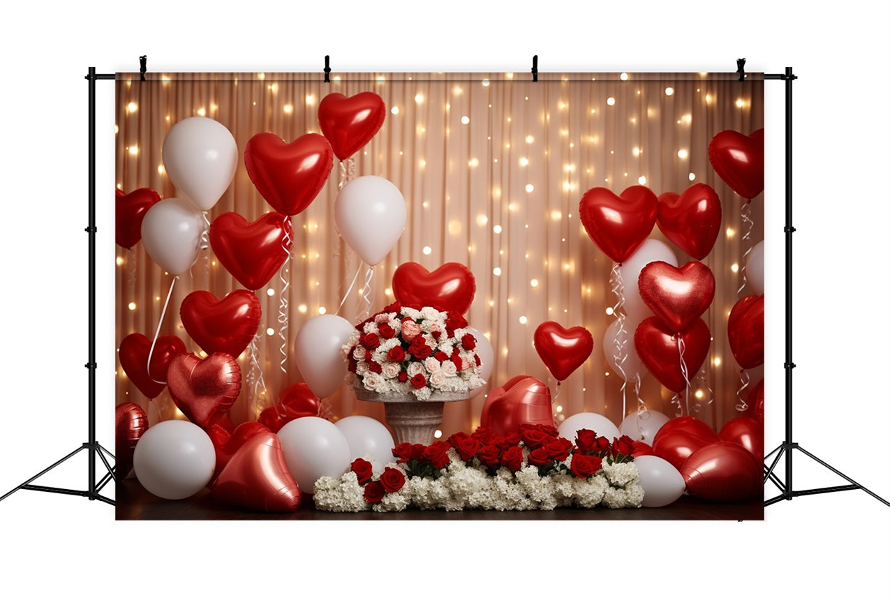 Valentinstag Fotokulisse Herz Luftballons Floral Hintergrund BRP11-303