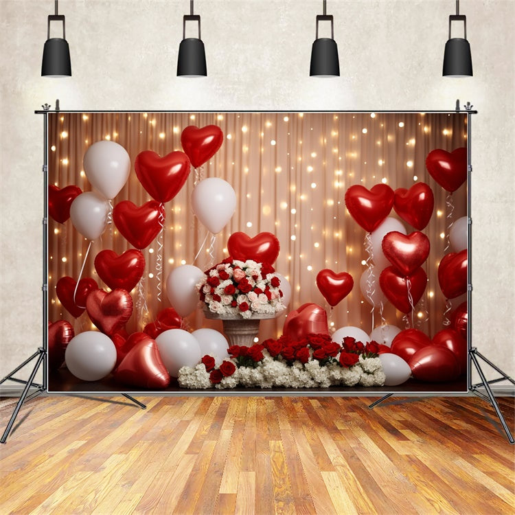 Valentinstag Fotokulisse Herz Luftballons Floral Hintergrund BRP11-303