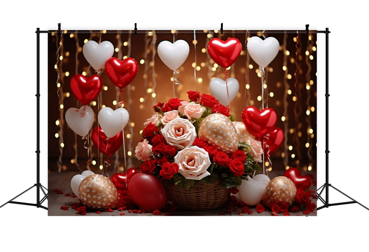 Valentine Backdrops Rosen Schwebende Herz Ballons Backdrop BRP11-305