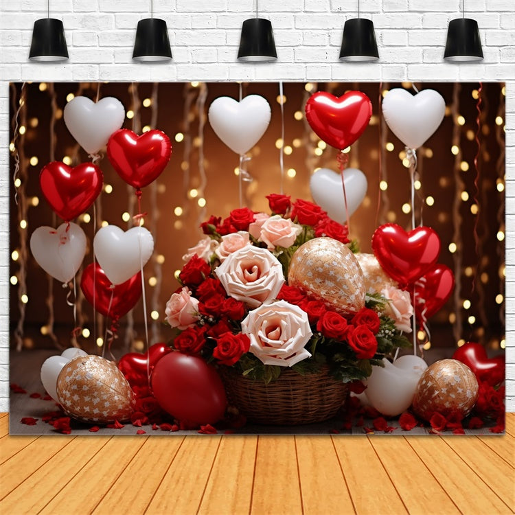 Valentine Backdrops Rosen Schwebende Herz Ballons Backdrop BRP11-305