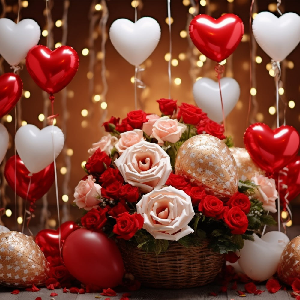 Valentine Backdrops Rosen Schwebende Herz Ballons Backdrop BRP11-305