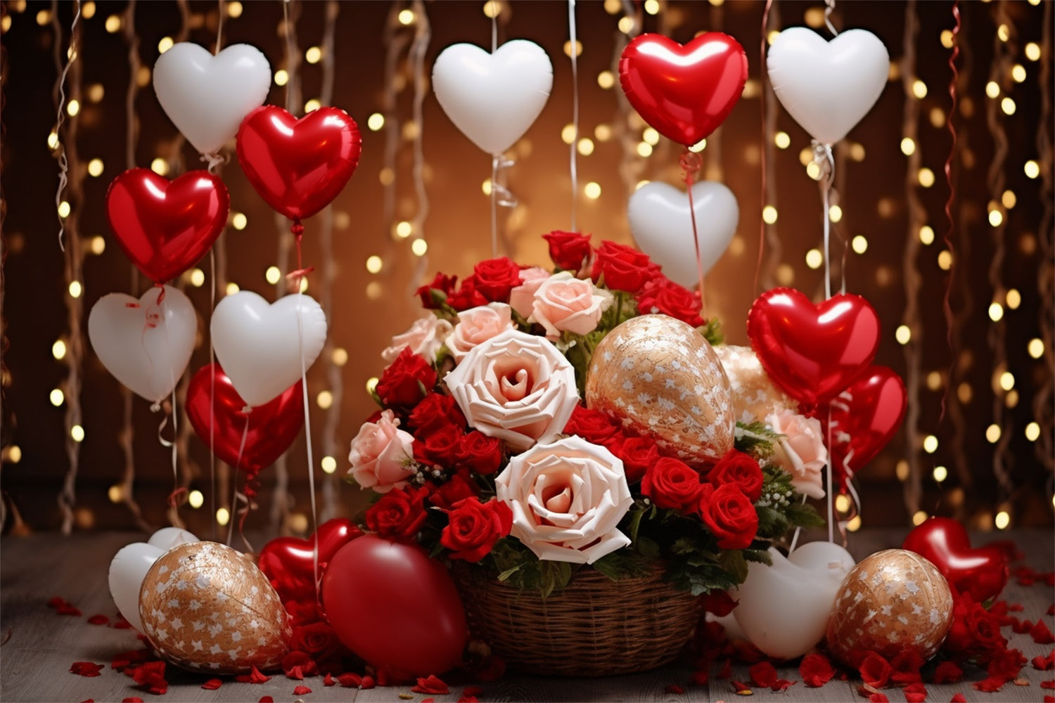 Valentine Backdrops Rosen Schwebende Herz Ballons Backdrop BRP11-305