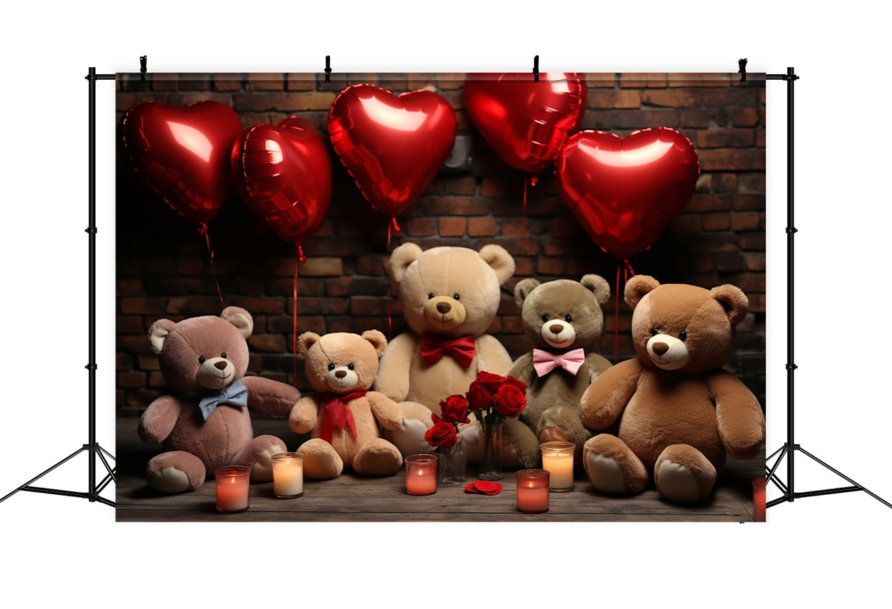 Valentine's Backdrops Luftballons Plüsch Teddybären Backdrop BRP11-306