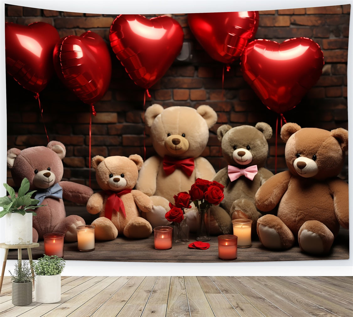 Valentine's Backdrops Luftballons Plüsch Teddybären Backdrop BRP11-306