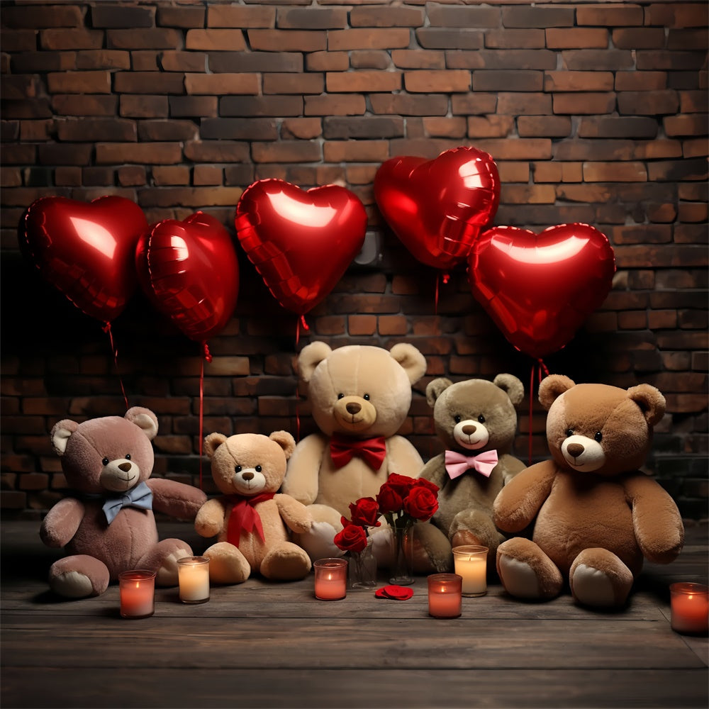 Valentine's Backdrops Luftballons Plüsch Teddybären Backdrop BRP11-306