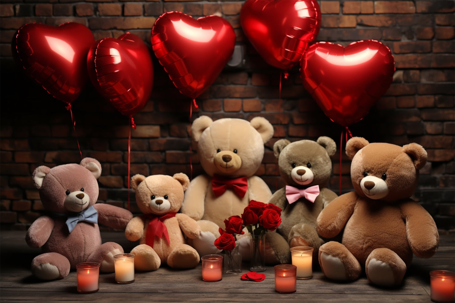 Valentine's Backdrops Luftballons Plüsch Teddybären Backdrop BRP11-306