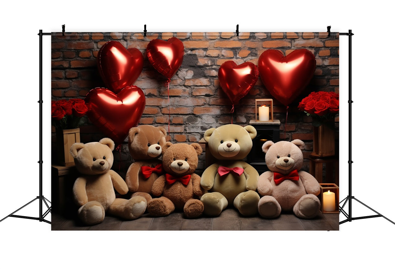 Valentinstag Fotografie Backdrops Teddy Herz Luftballons Backdrop BRP11-307