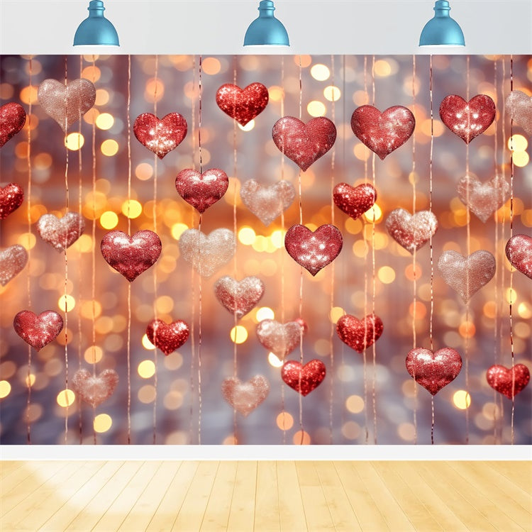 Valentinstag Backdrops Glitzernde Rote Herzen Backdrop BRP11-308