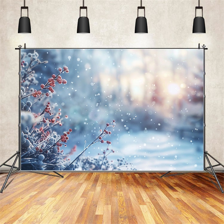 Winter Fotokulissen Frostige Beeren Funkelndes Licht Hintergrund BRP11-31