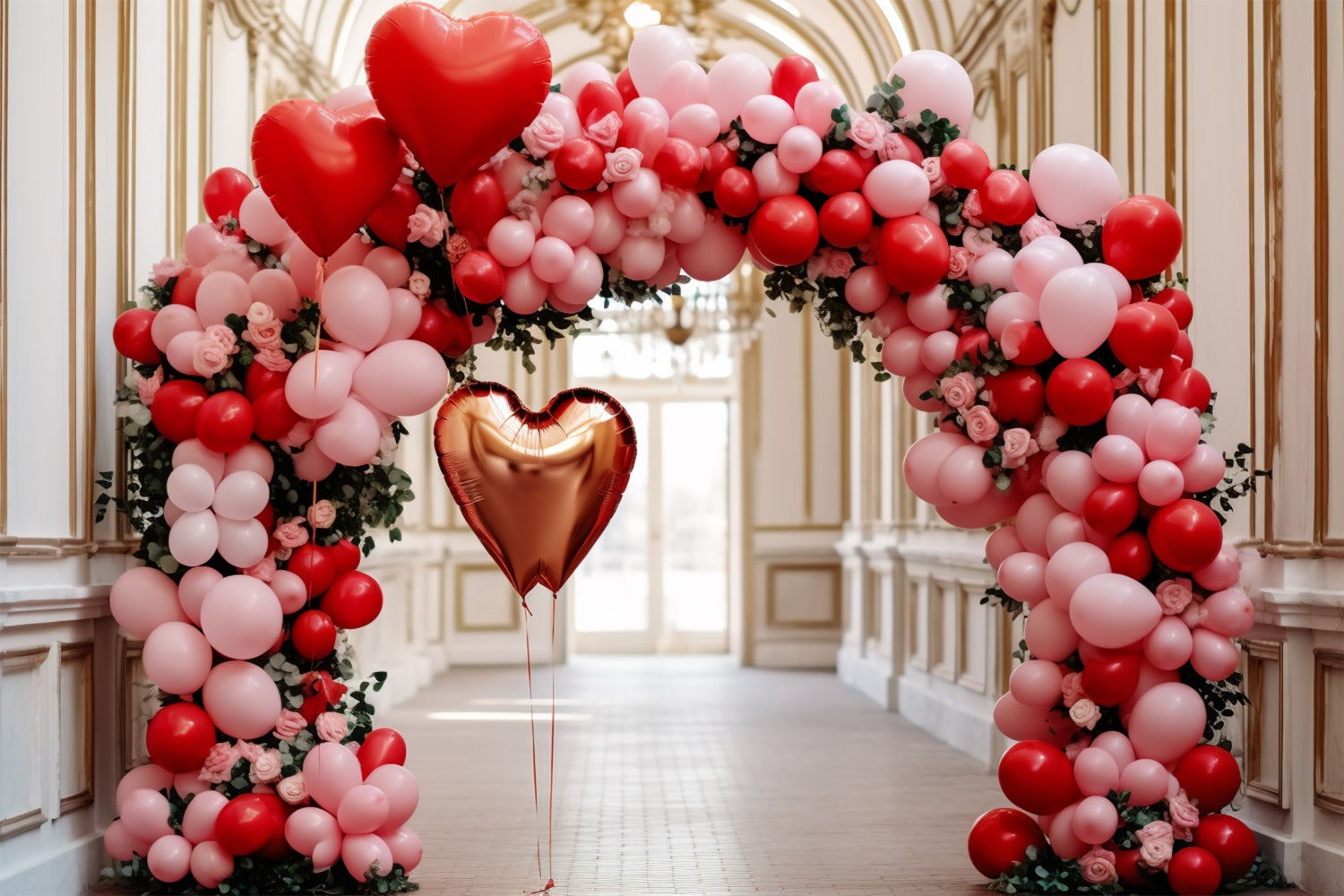 Valentinstag Backdrop Herzförmige Luftballons Torbogen Backdrop BRP11-311