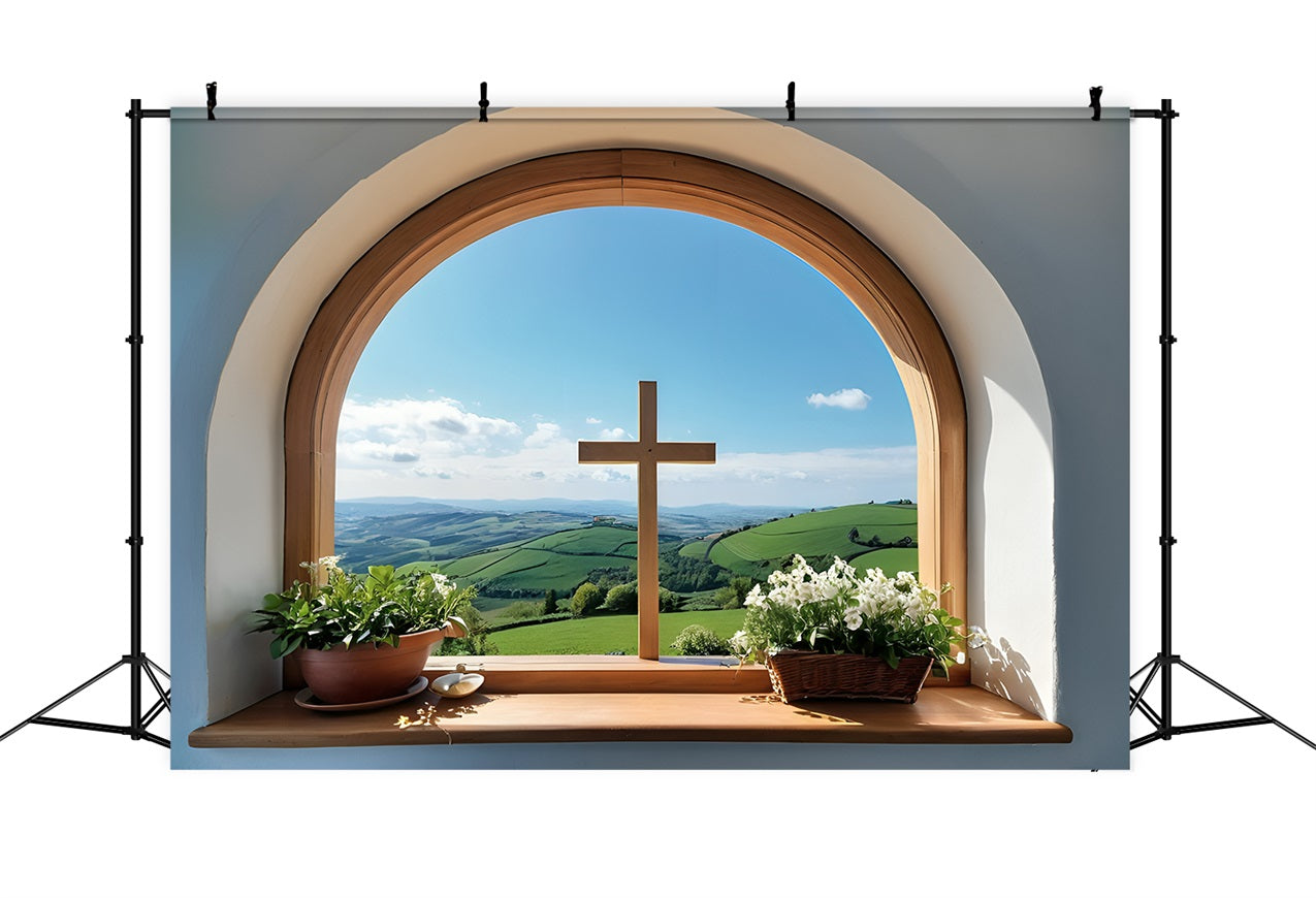 Ostern Fotohintergrund Kreuz über Hills Serenity Hintergrund BRP11-317