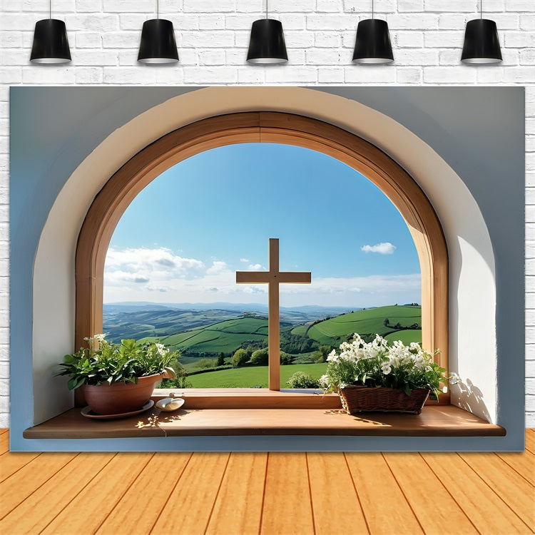 Ostern Fotohintergrund Kreuz über Hills Serenity Hintergrund BRP11-317